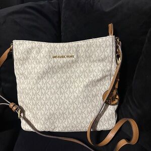 Michael Kors Cream and Brown Crossbody Bag